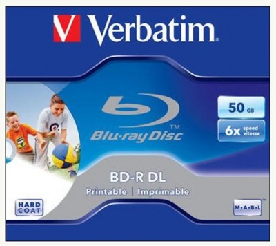 BD-R BluRay lemez, kétrétegű, nyomtatható, 50GB, 6x, 1 db, normál tok, VERBATIM